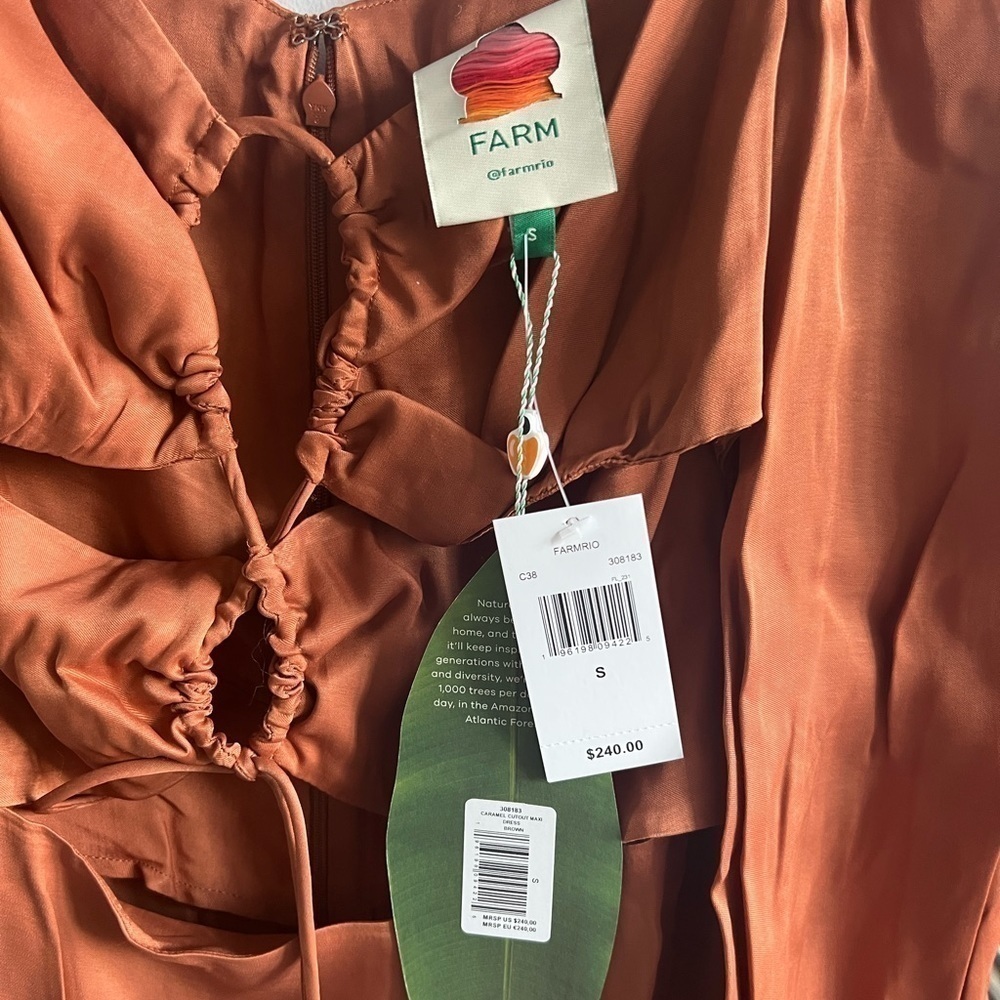 Farm Rio Caramel Cutout Front-Tie Satin Midi Dress - Picture 9 of 15
